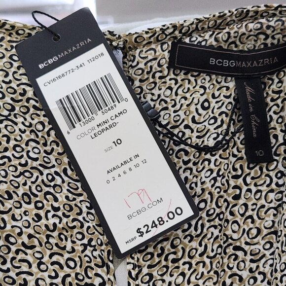 BCBCMAXAZRIA Wrap Dress Mini Camo Leopard Size 10 - Picture 7 of 7
